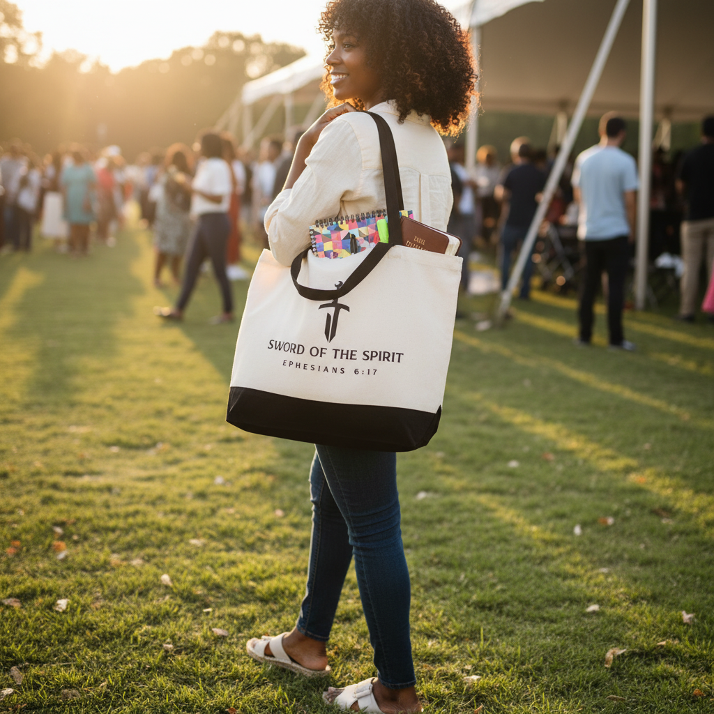 Faith-Inspired Canvas Tote Bag – Study Materials Lifestyle